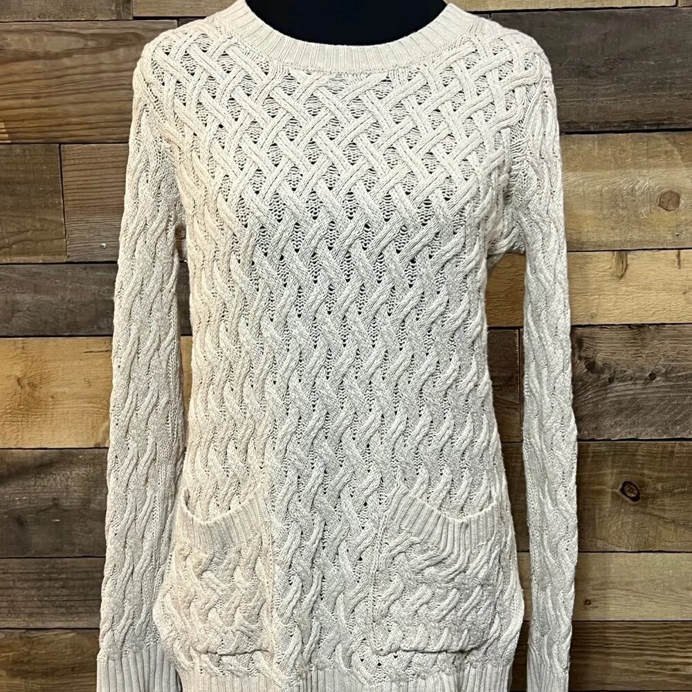 Jeanne Pierre Womens Tan Knit Sweater with Pockets Size Small - Picture 1 of 6